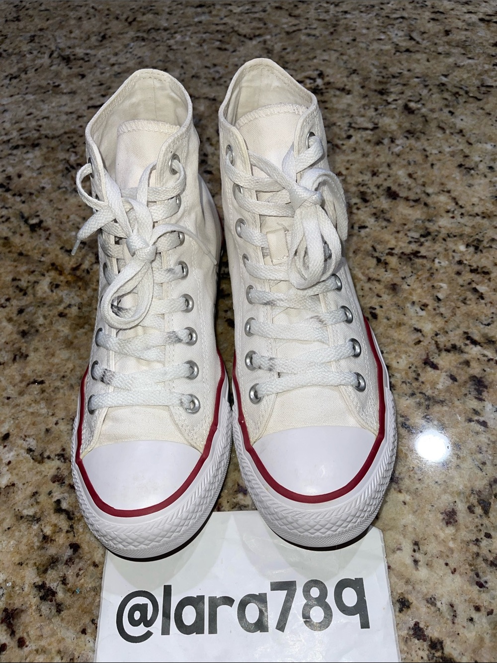 Converse White High-Top Sneakers with Red Accent
